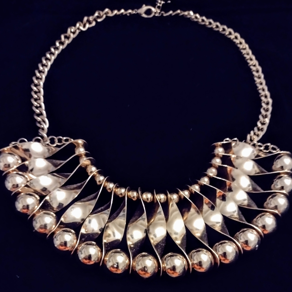 Vintage Statement bib gold necklace